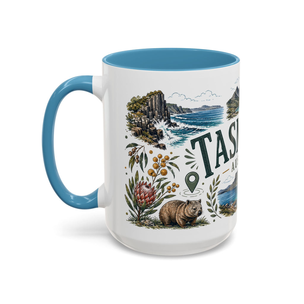 Tasmania Coffee Mug | Travel Destination Souvenir Gift | Accent Color Ceramic 11oz 15oz