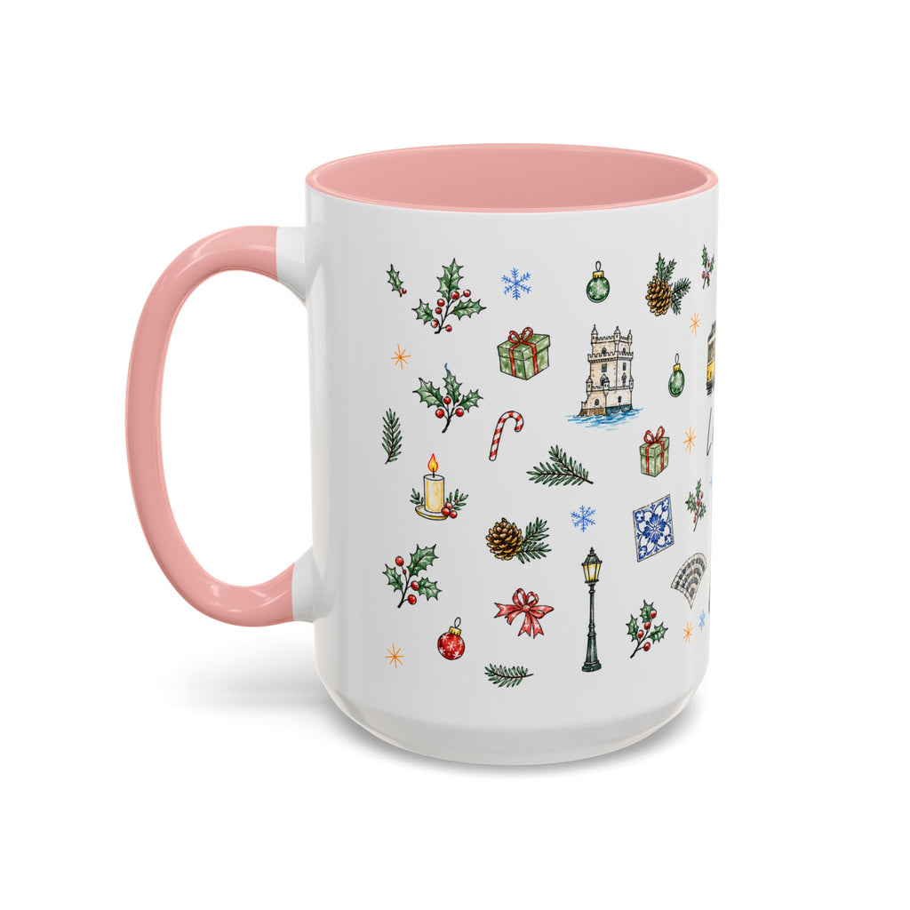 Lisbon Christmas Mug | Watercolor City Souvenir | Ceramic Coffee Cup 11oz 15oz