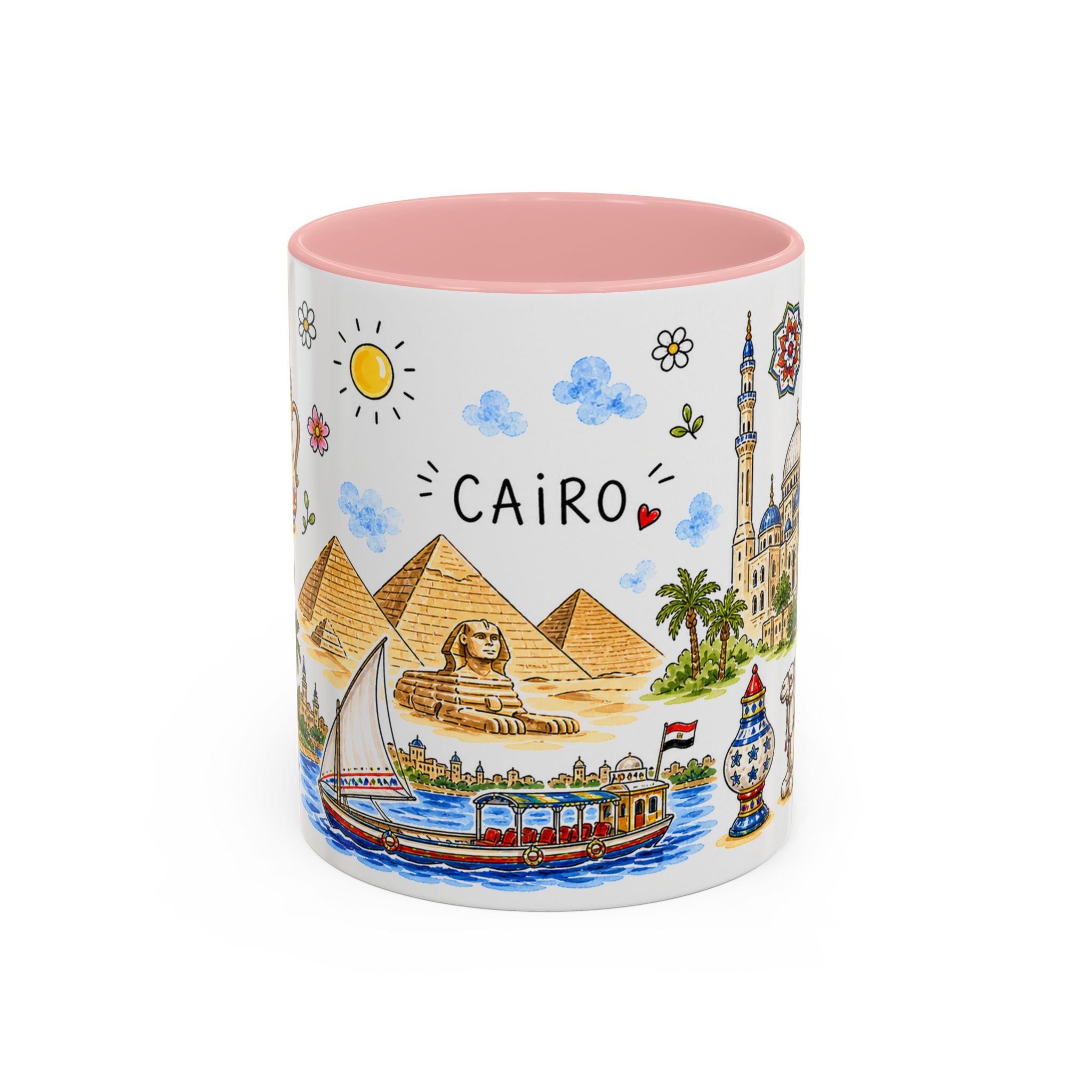 Cairo Illustrated Travel Mug | City Souvenir Accent Coffee Mug | 11oz 15oz Ceramic Cup