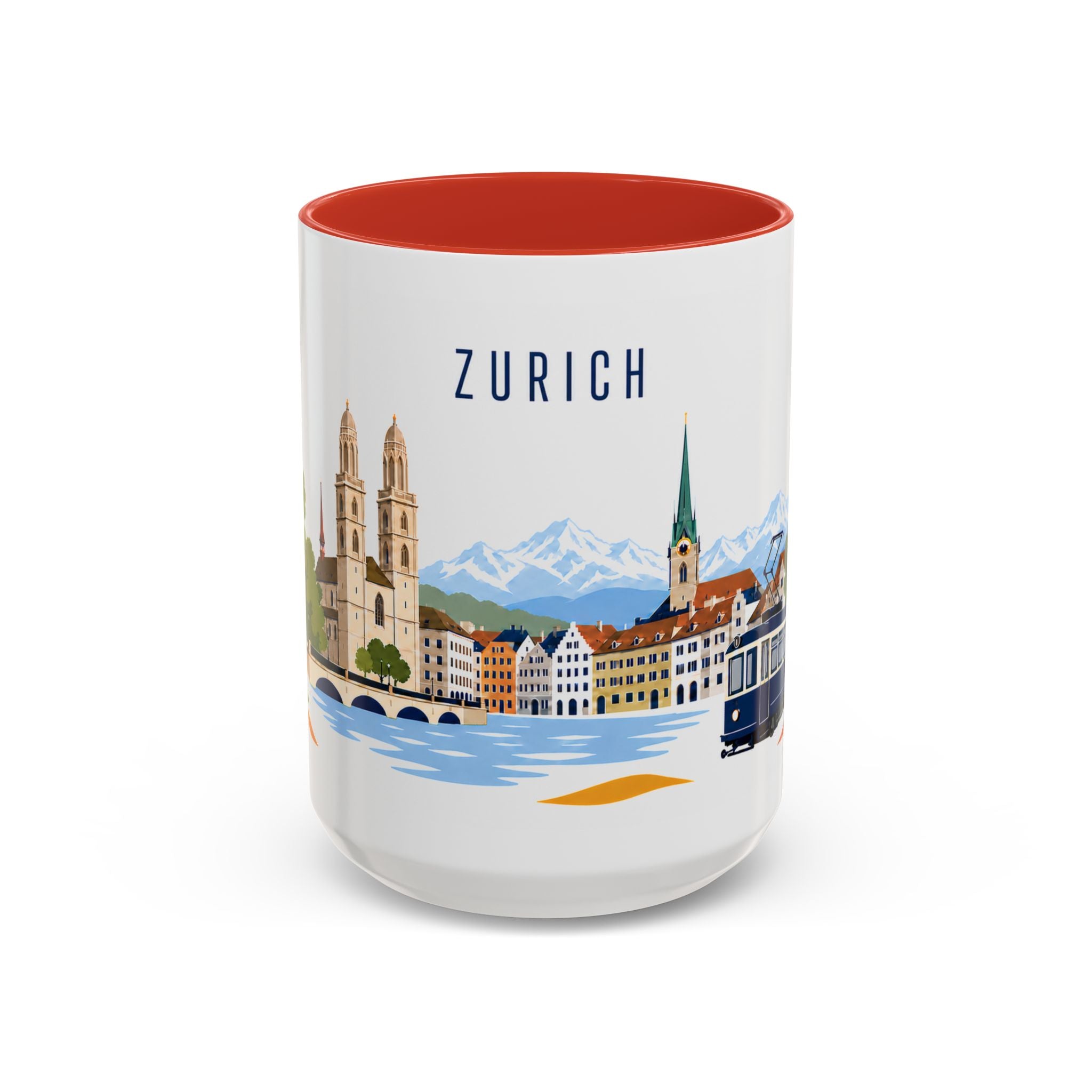 Zurich Coffee Mug | Switzerland Travel Souvenir | Porcelain Decal City Gift | 11oz 15oz Accent Mug