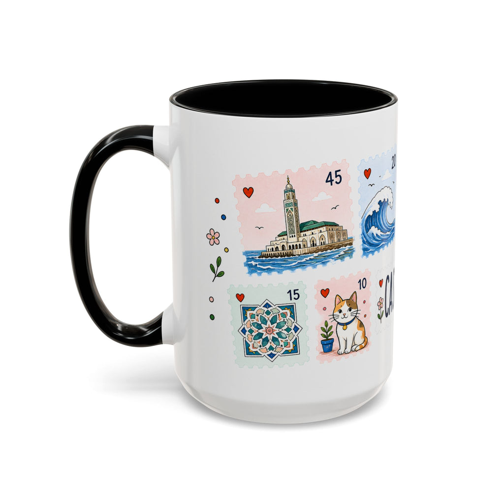 Casablanca Coffee Mug | Postage Stamp Collage Mug | Travel Souvenir Accent Cup 11oz 15oz