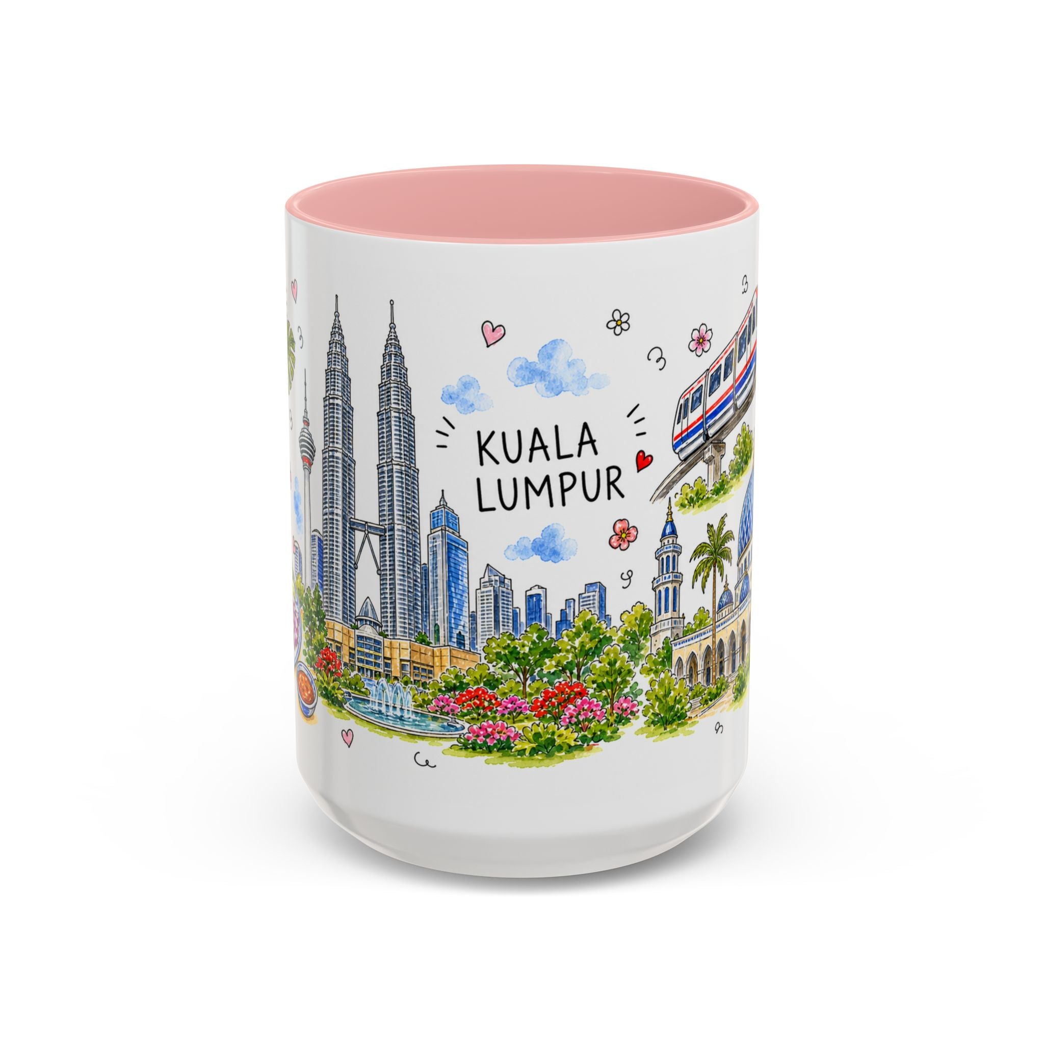 Kuala Lumpur Illustrated Travel Mug | City Souvenir Accent Coffee Mug | 11oz 15oz Ceramic Cup