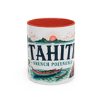 Tahiti Coffee Mug | Travel Destination Souvenir Gift | Accent Color Ceramic 11oz 15oz