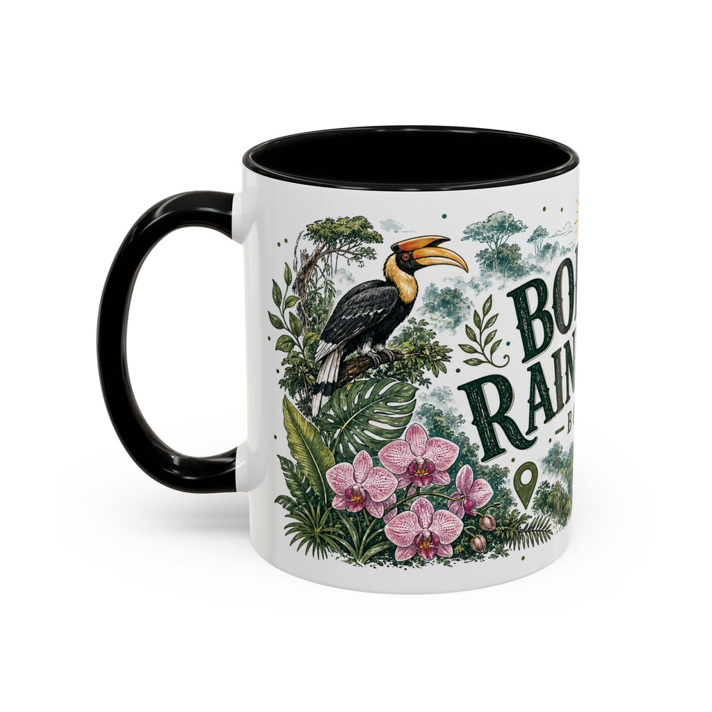 Borneo Rainforest Coffee Mug | Travel Destination Souvenir Gift | Accent Color Ceramic 11oz 15oz