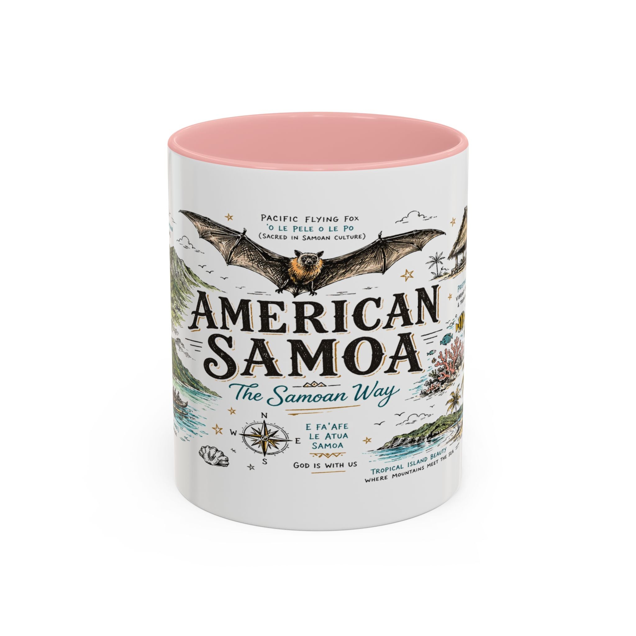 American Samoa National Park Coffee Mug | Pacific Island Rainforest Reef Gift | Accent Color Ceramic 11oz 15oz