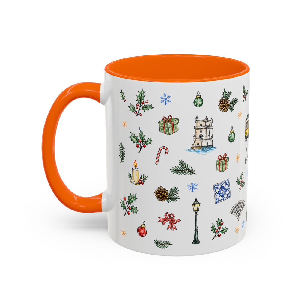 Lisbon Christmas Mug | Watercolor City Souvenir | Ceramic Coffee Cup 11oz 15oz
