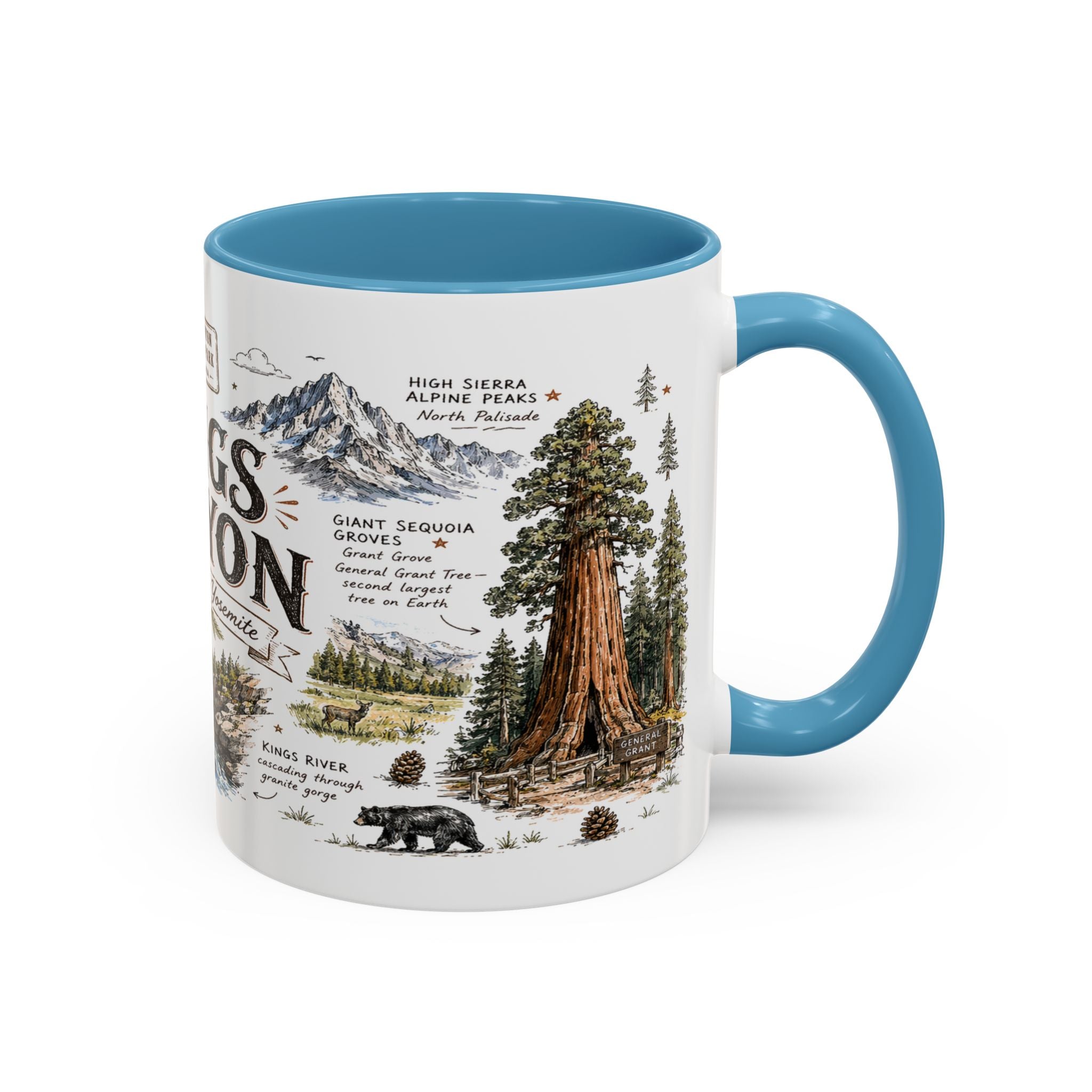 Kings Canyon National Park Coffee Mug | California Sierra Nevada Sequoia Gift | Accent Color Ceramic 11oz 15oz