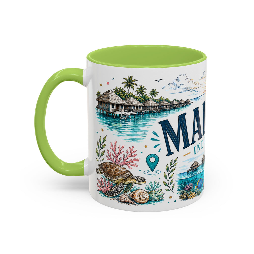 Maldives Coffee Mug | Travel Destination Souvenir Gift | Accent Color Ceramic 11oz 15oz