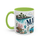 Maldives Coffee Mug | Travel Destination Souvenir Gift | Accent Color Ceramic 11oz 15oz