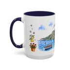 Positano Illustrated Travel Mug | Italy Souvenir Accent Coffee Mug | 11oz 15oz Ceramic Cup