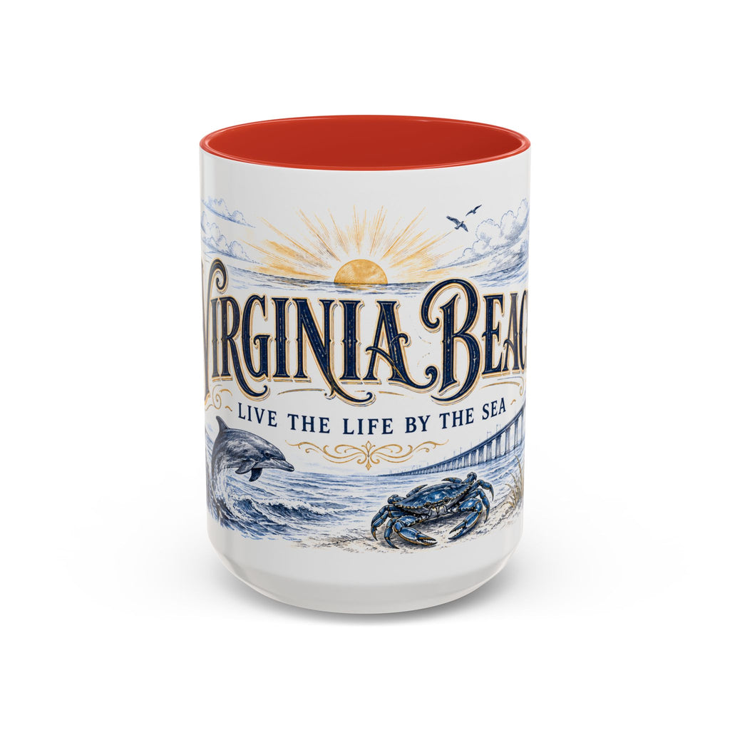 Virginia Beach Coffee Mug | United States Travel Souvenir | Vintage Illustrated City Gift | 11 oz 15 oz Accent Mug