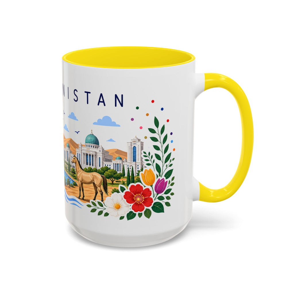 Turkmenistan Coffee Mug | Travel Souvenir Accent Mug | Place Gift Ceramic Cup 11oz 15oz