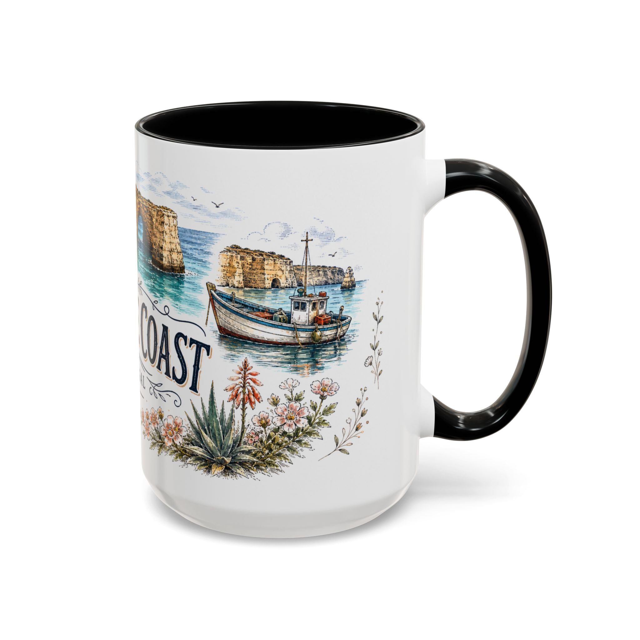 Algarve Coast Mug, Portugal Travel Souvenir, Bucket List Gift, Accent Ceramic Coffee Mug 11oz 15oz