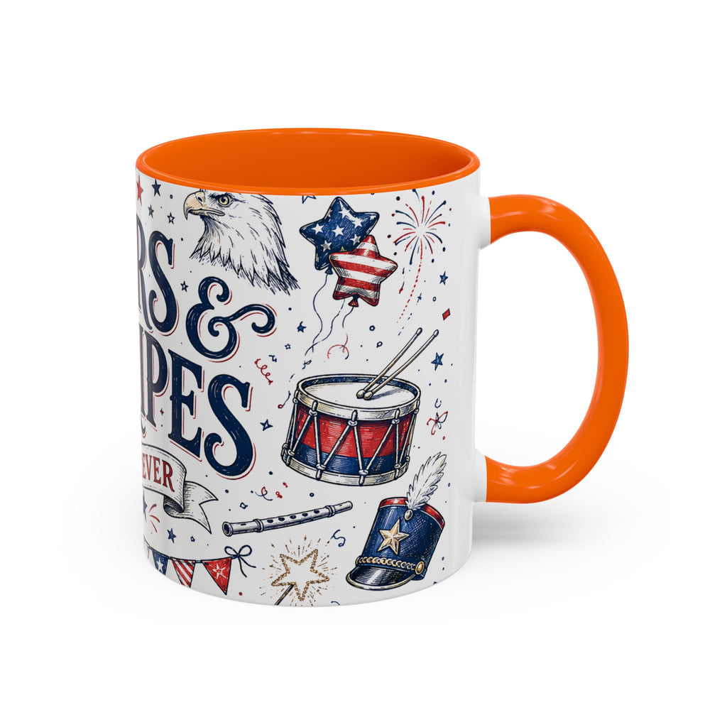 Stars and Stripes Forever Coffee Mug | Patriotic 4th of July Gift | Accent Color Ceramic 11oz 15oz