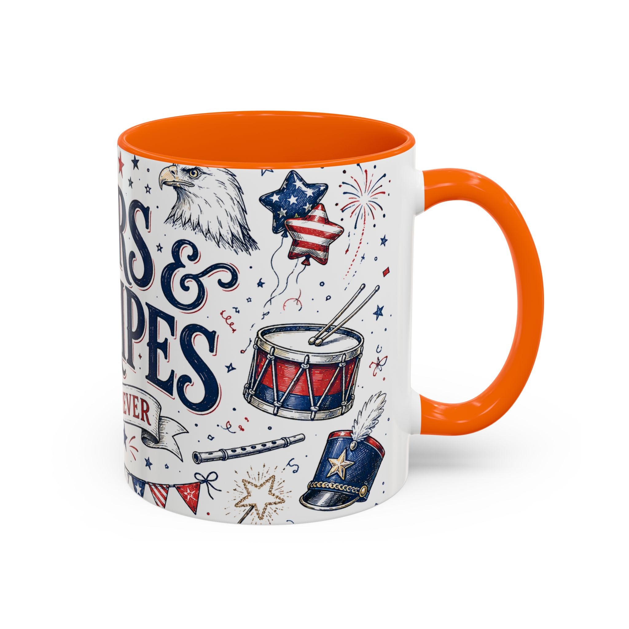 Stars and Stripes Forever Coffee Mug | Patriotic 4th of July Gift | Accent Color Ceramic 11oz 15oz