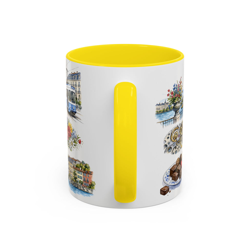 Geneva Illustrated Travel Mug | City Souvenir Accent Coffee Mug | 11oz 15oz Ceramic Cup