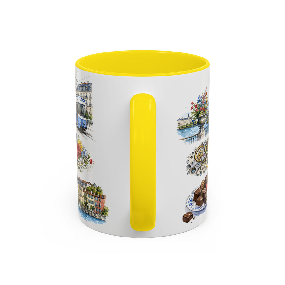 Geneva Illustrated Travel Mug | City Souvenir Accent Coffee Mug | 11oz 15oz Ceramic Cup