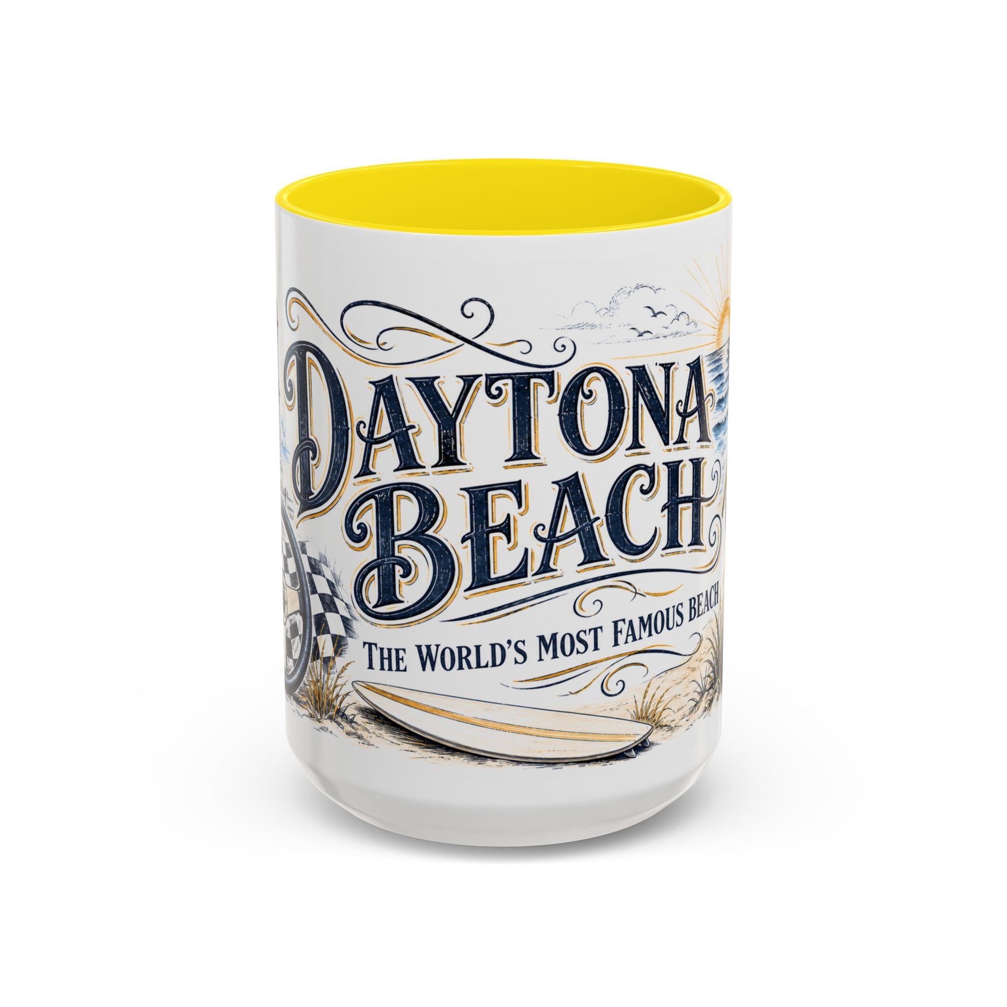 Daytona Beach Coffee Mug | United States Travel Souvenir | Vintage Illustrated City Gift | 11 oz 15 oz Accent Mug