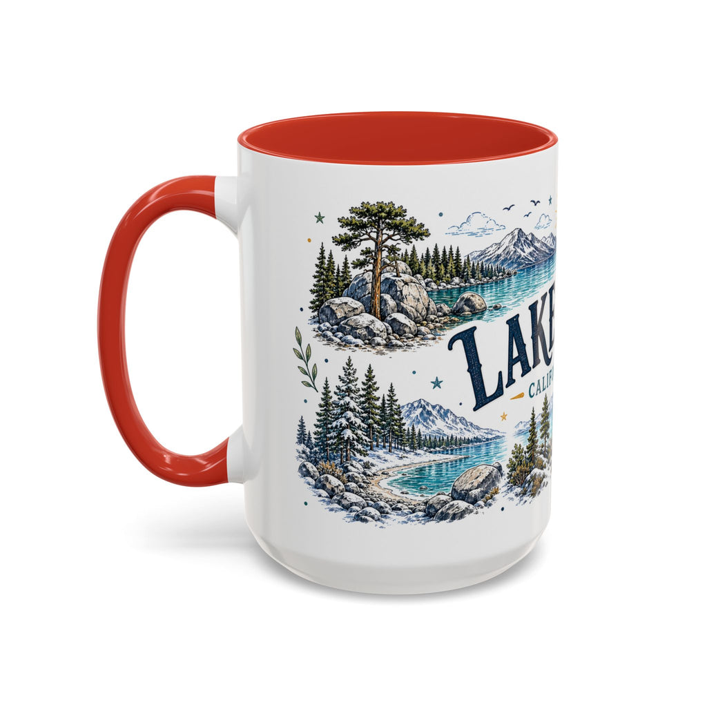 Lake Tahoe Mug, California Nevada Travel Souvenir, Bucket List Gift, Accent Ceramic Coffee Mug 11oz 15oz