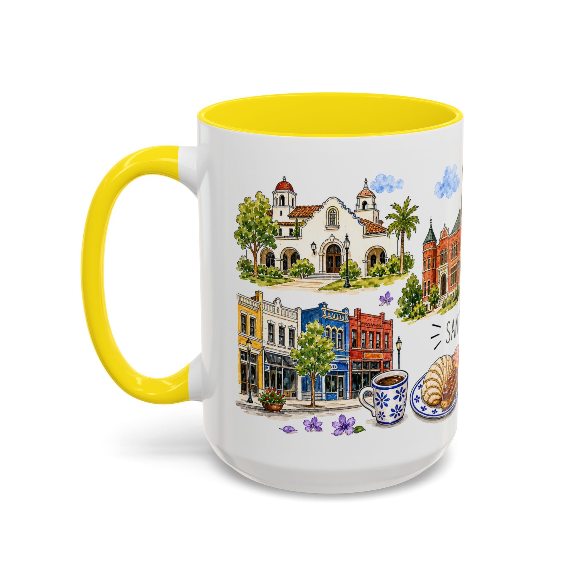 Santa Ana Illustrated Travel Mug | City Souvenir Accent Coffee Mug | 11oz 15oz Ceramic Cup