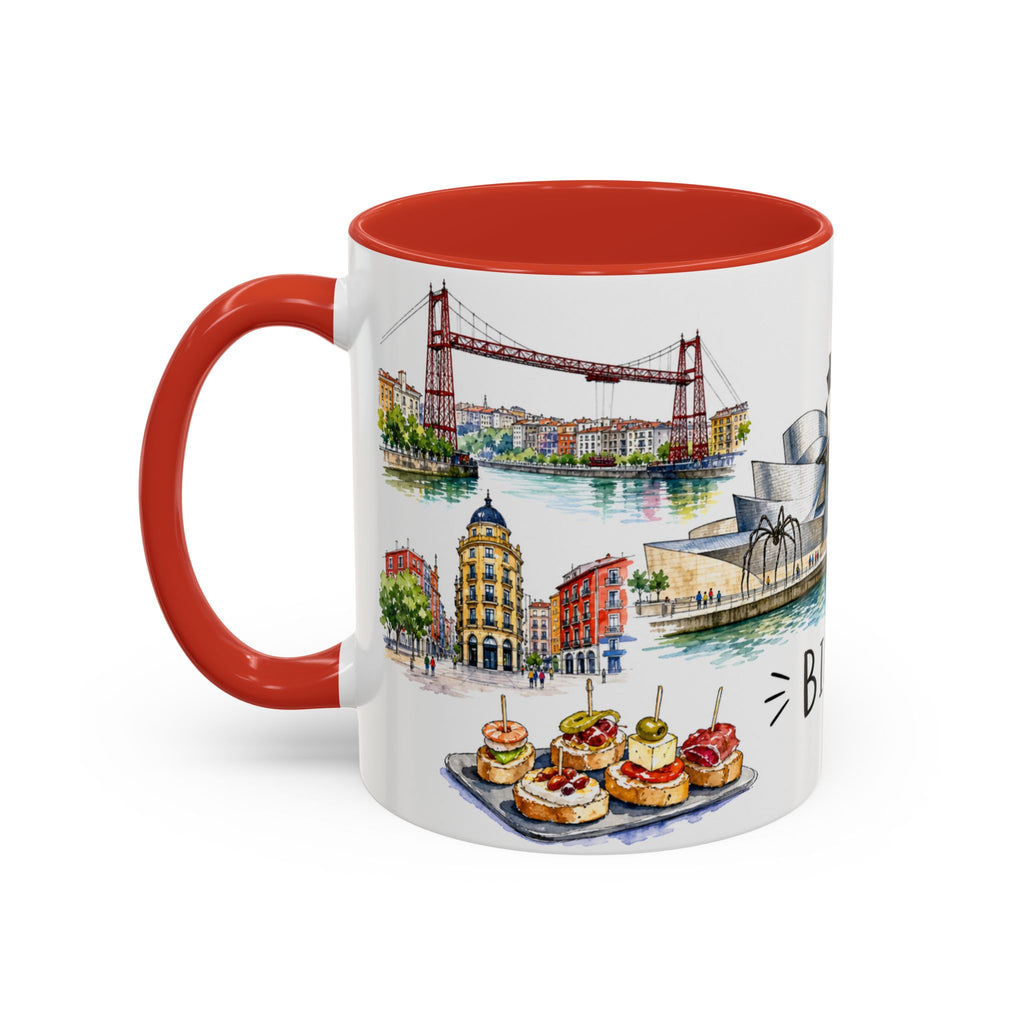 Bilbao Illustrated Travel Mug | City Souvenir Accent Coffee Mug | 11oz 15oz Ceramic Cup