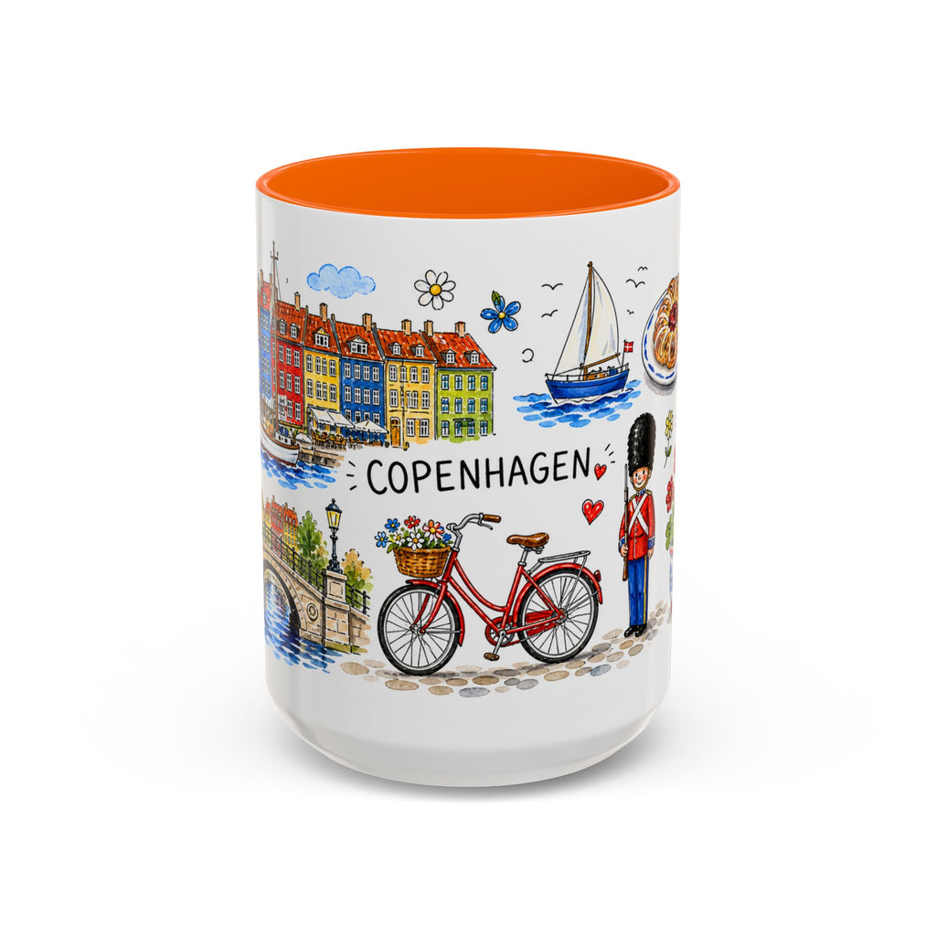 Copenhagen Travel Mug | European City Souvenir Accent Coffee Mug | 11oz 15oz Ceramic Cup