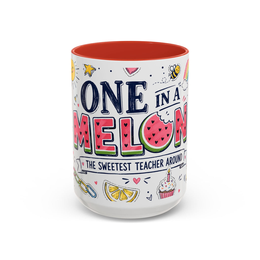 One in a Melon Coffee Mug | Sweetest Teacher Appreciation Gift | Accent Color Ceramic 11oz 15oz