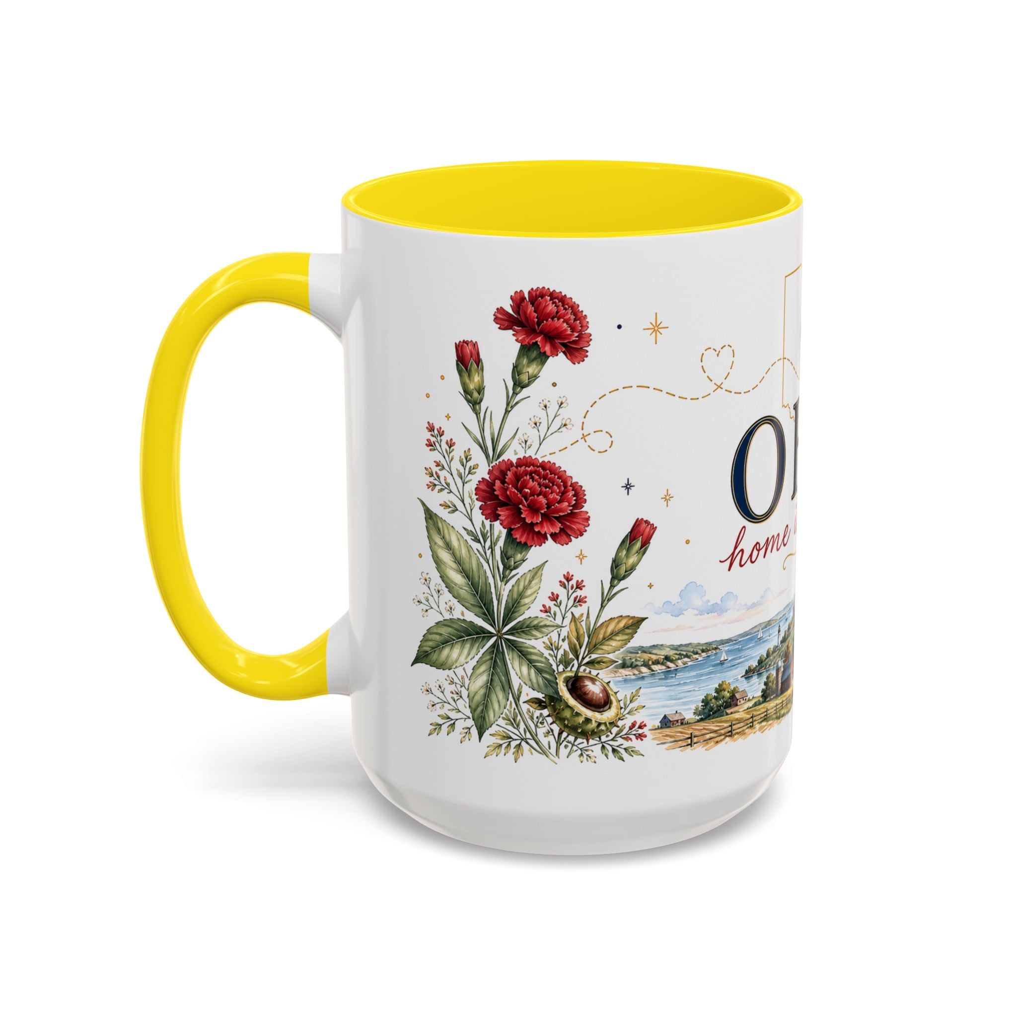 Ohio State Map Mug | Botanical Travel Sketch, Homesick Gift, Long Distance Friendship