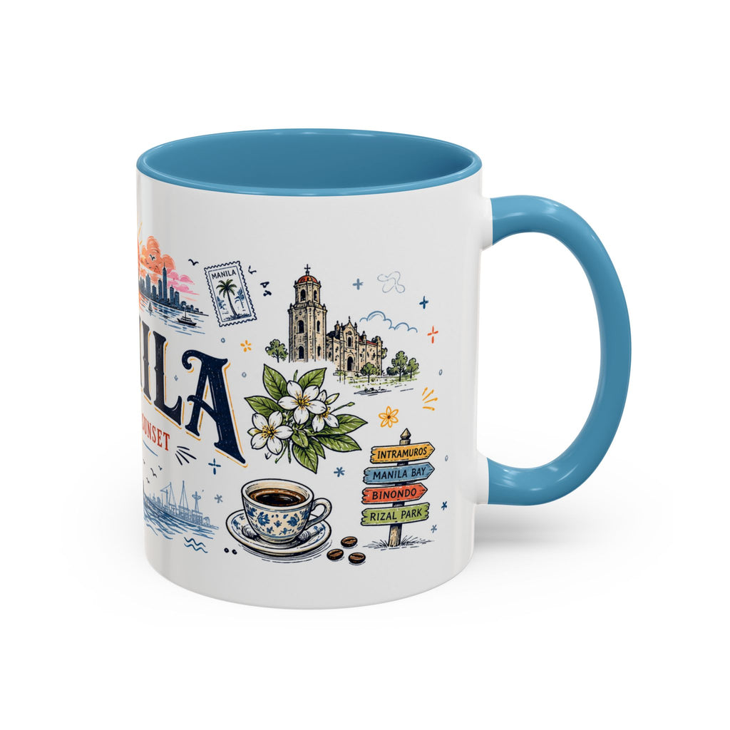 Manila Coffee Mug | Philippines Souvenir Travel Gift | Accent Color Ceramic 11oz 15oz
