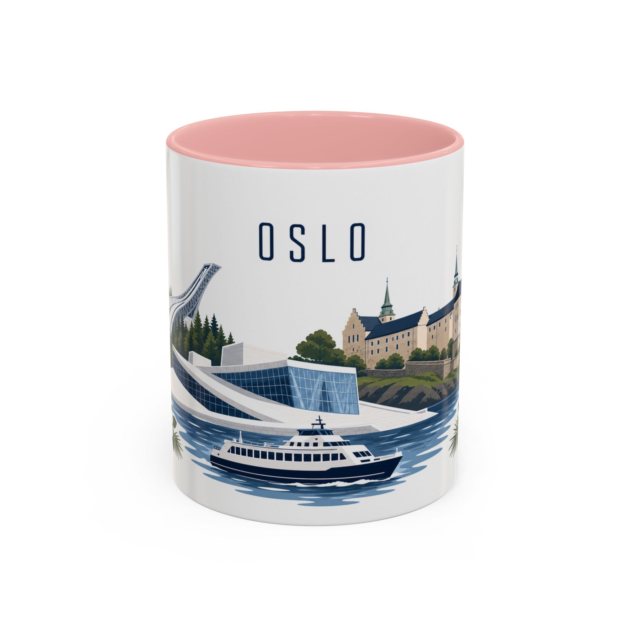 Oslo Coffee Mug | Norway Travel Souvenir | Porcelain Decal City Gift | 11oz 15oz Accent Mug