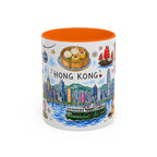 Hong Kong Illustrated Travel Mug | City Souvenir Accent Coffee Mug | 11oz 15oz Ceramic Cup