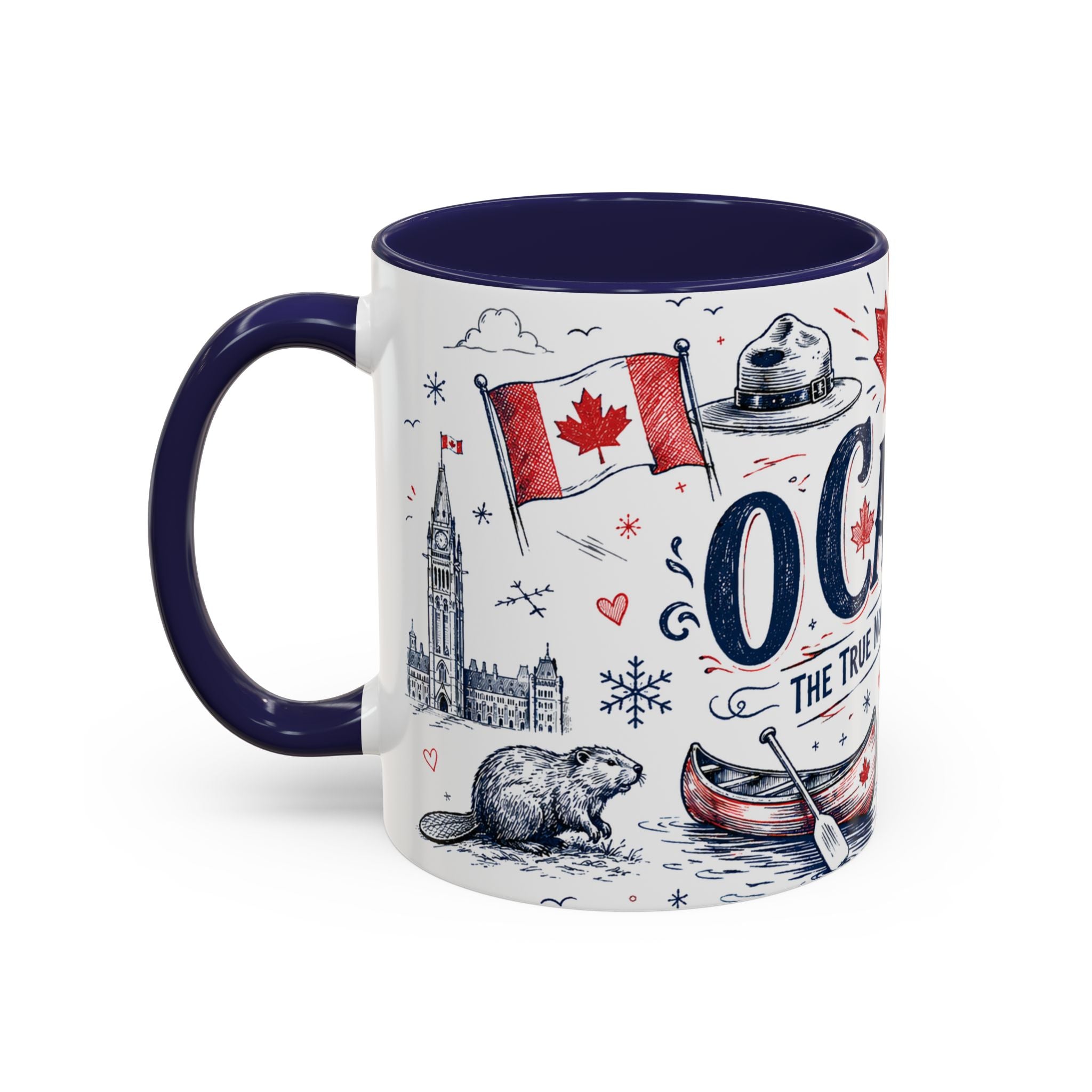 O Canada True North Coffee Mug | Canadian Pride Gift | Accent Color Ceramic 11oz 15oz