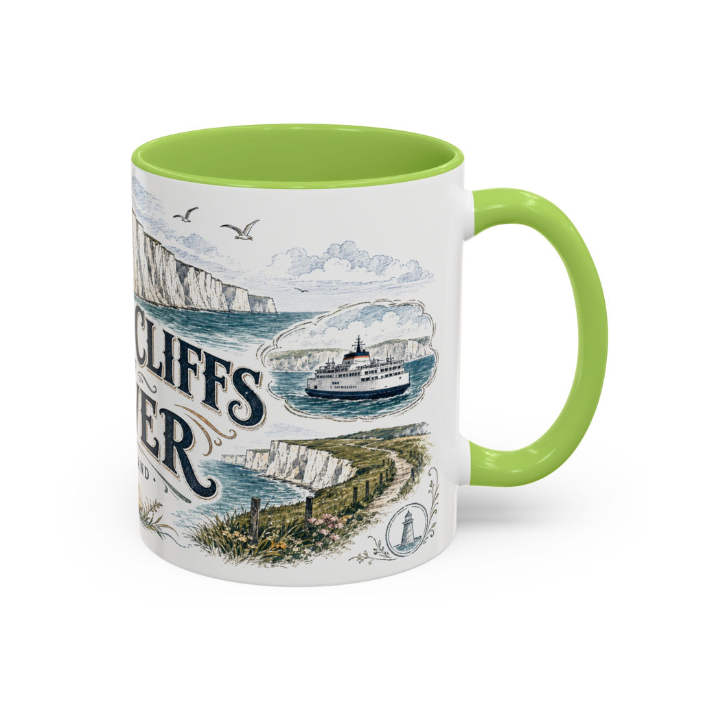 White Cliffs of Dover Mug, England Travel Souvenir, Bucket List Gift, Accent Ceramic Coffee Mug 11oz 15oz