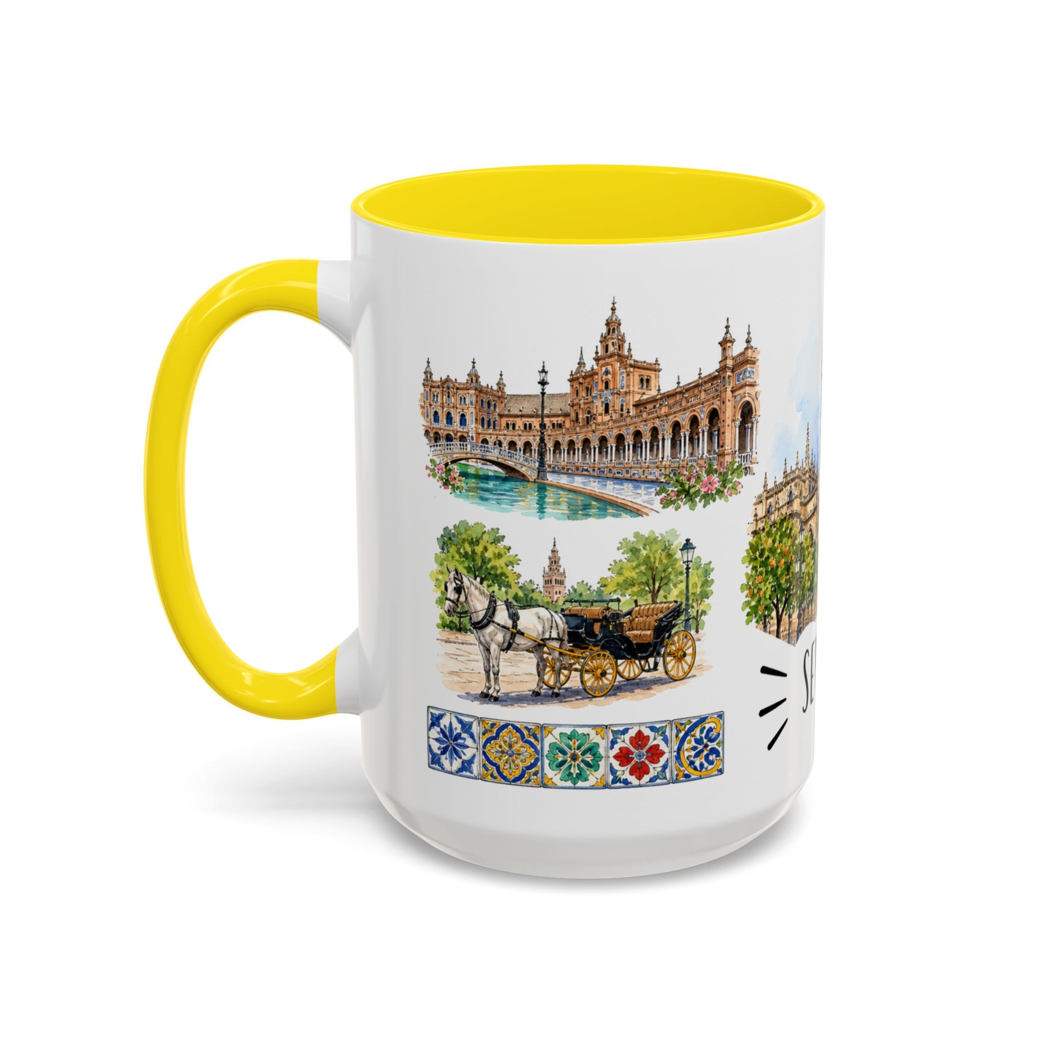 Seville Illustrated Travel Mug | City Souvenir Accent Coffee Mug | 11oz 15oz Ceramic Cup