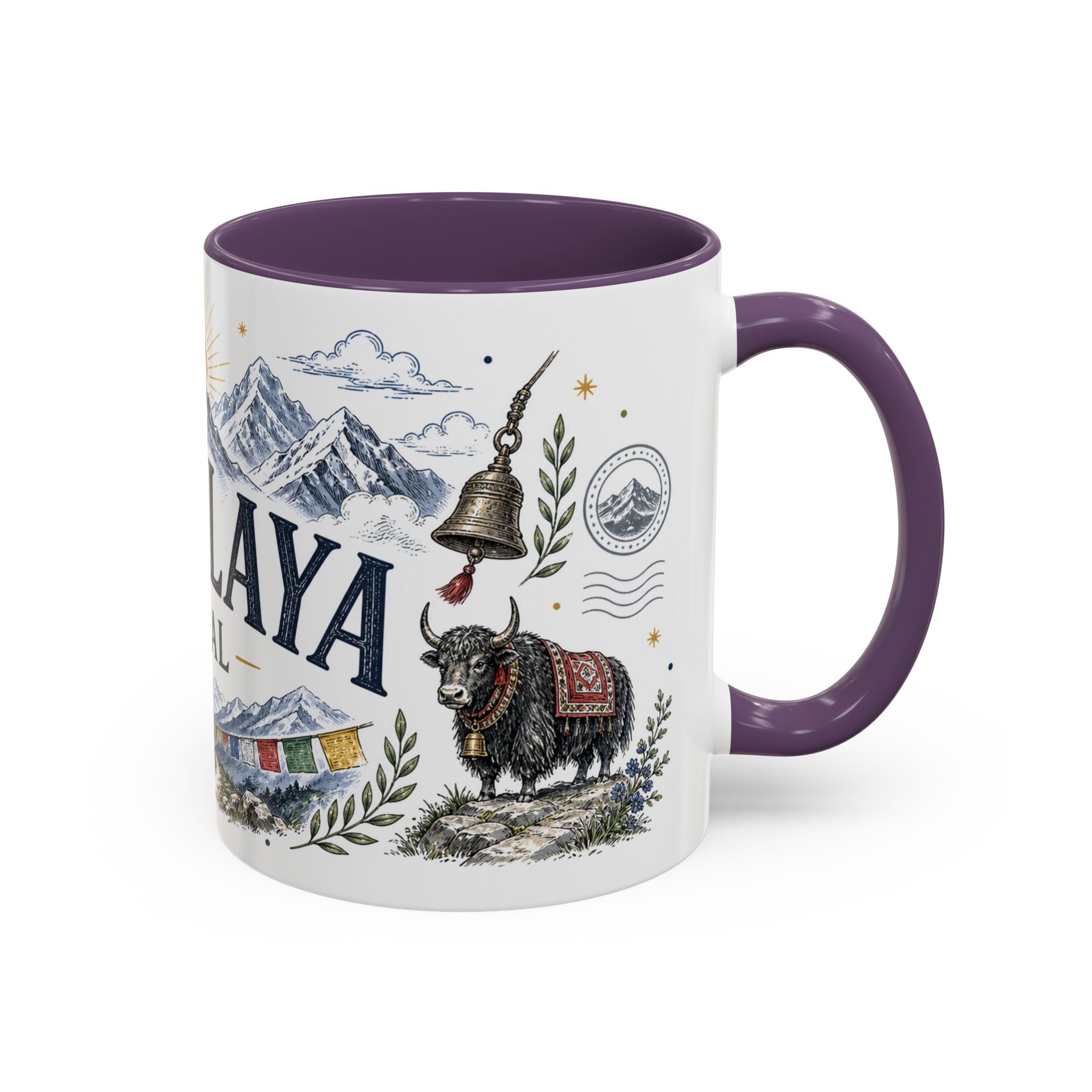 Himalaya Coffee Mug | Travel Destination Souvenir Gift | Accent Color Ceramic 11oz 15oz