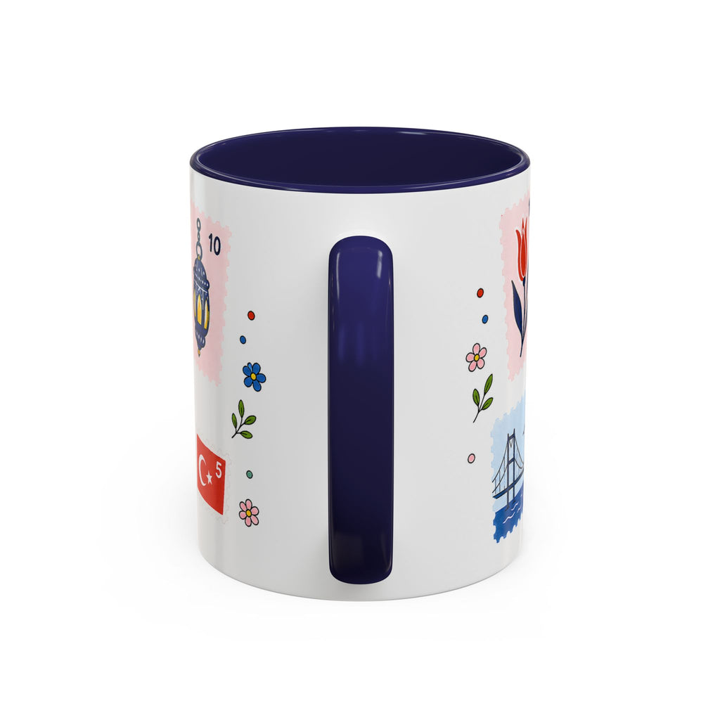 Istanbul Coffee Mug | Postage Stamp Collage Mug | Travel Souvenir Accent Cup 11oz 15oz