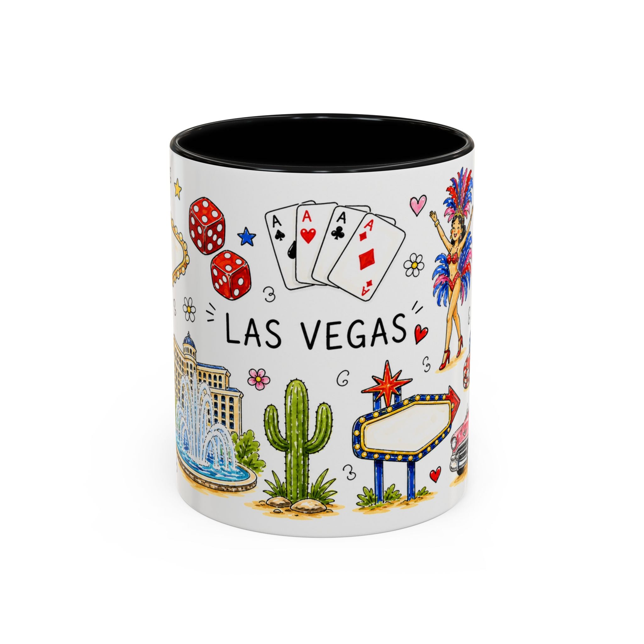 Las Vegas Illustrated Travel Mug | City Souvenir Accent Coffee Mug | 11oz 15oz Ceramic Cup