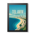 Tel Aviv Israel Framed Poster | Vintage Travel Wall Art | Black Walnut White Frame | 16x24 20x30