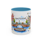 Amsterdam Travel Mug | European City Souvenir Accent Coffee Mug | 11oz 15oz Ceramic Cup