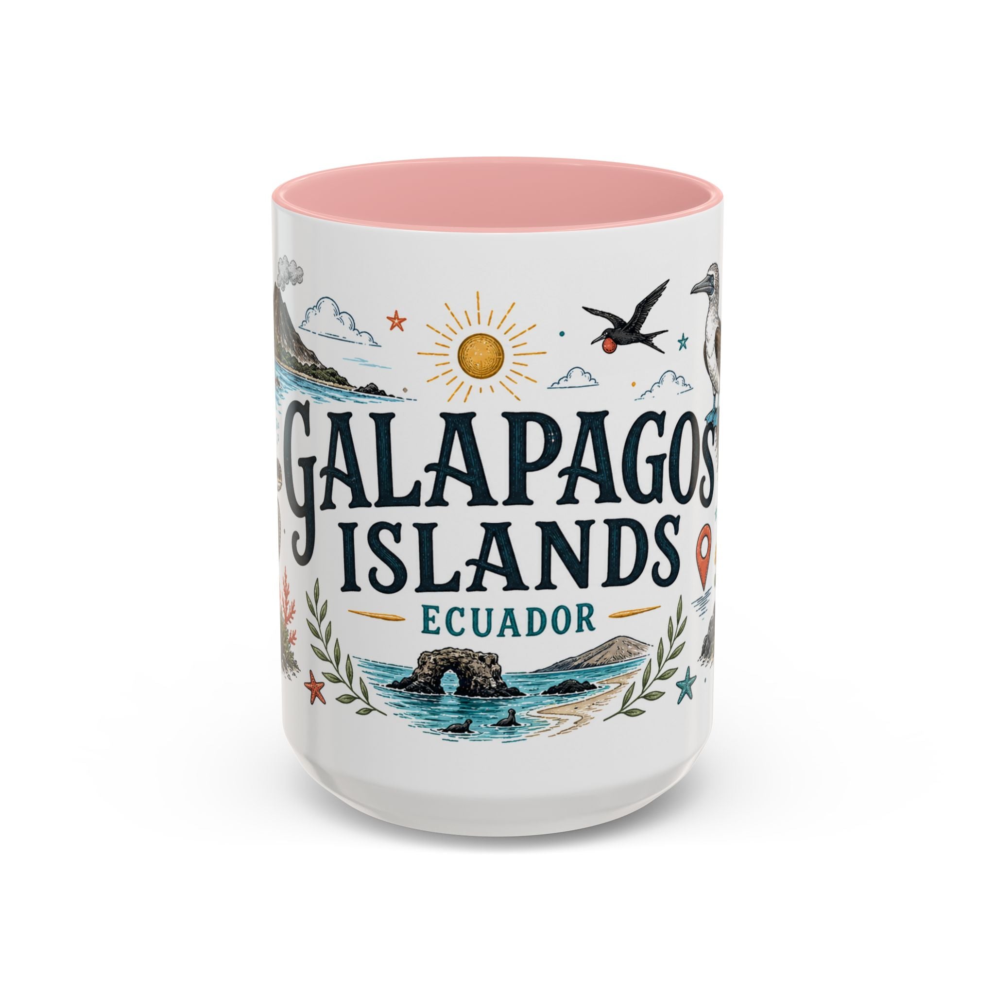 Galapagos Islands Coffee Mug | Travel Destination Souvenir Gift | Accent Color Ceramic 11oz 15oz
