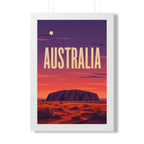 Uluru Australia Framed Poster | Vintage Travel Wall Art | Black Walnut White Frame | 16x24 20x30