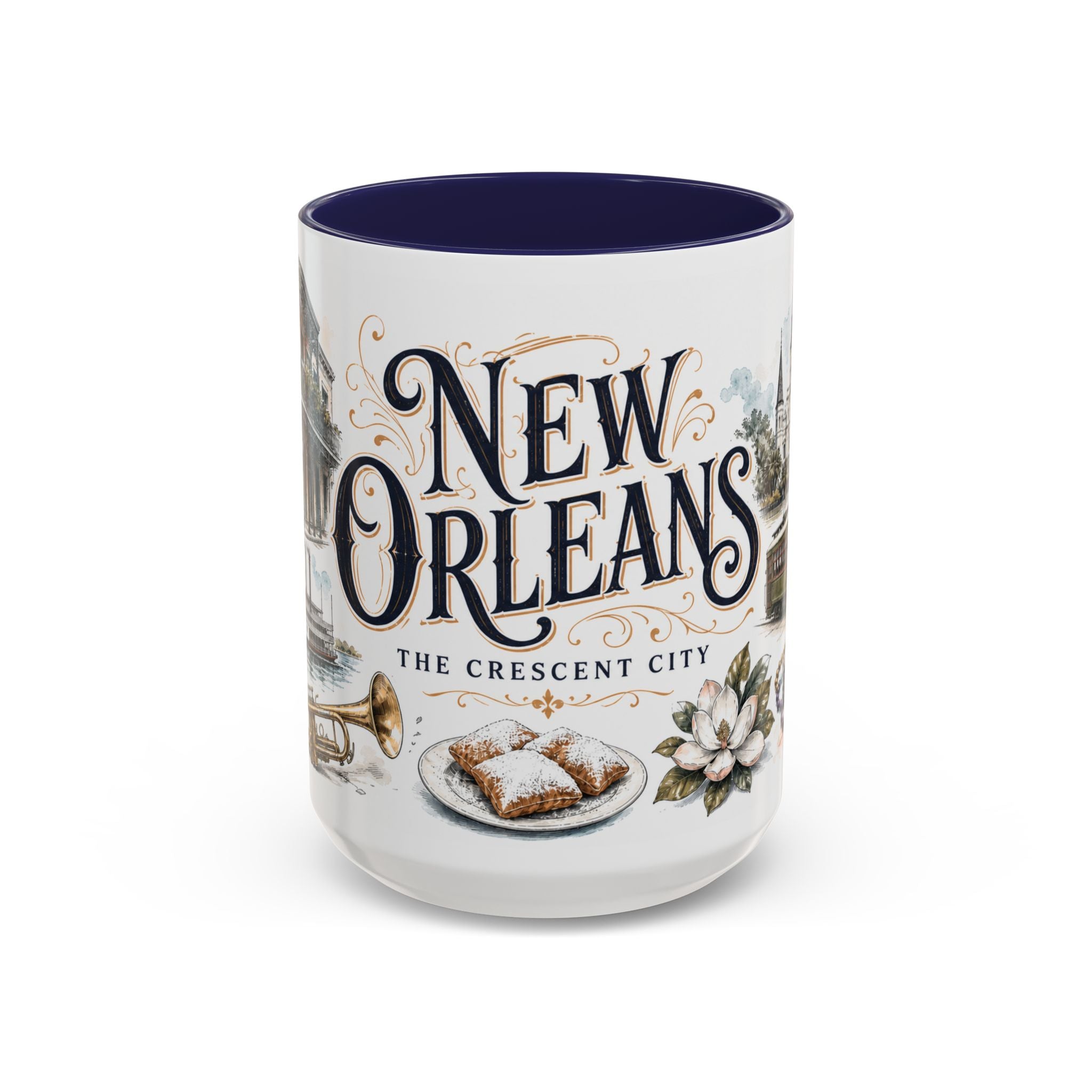 New Orleans Coffee Mug | United States Travel Souvenir | Vintage Illustrated City Gift | 11 oz 15 oz Accent Mug