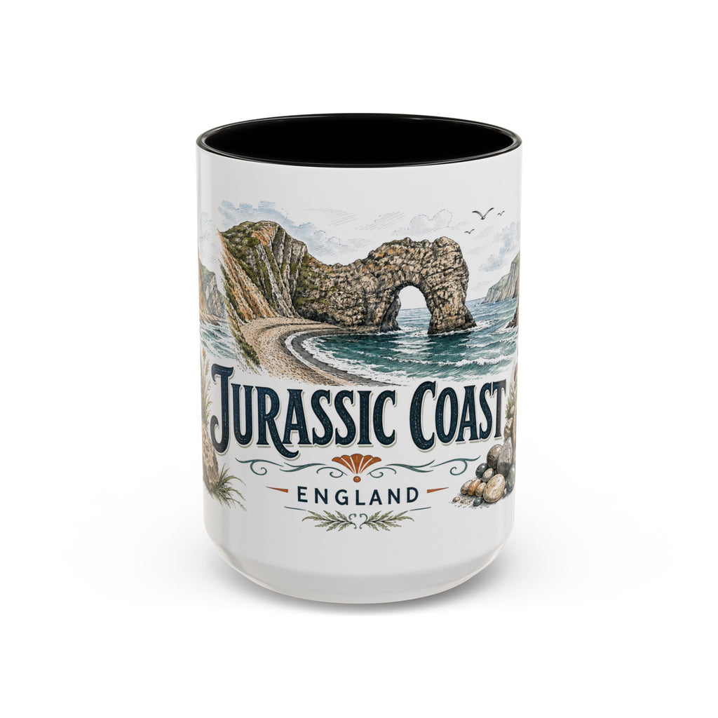 Jurassic Coast Mug, England Travel Souvenir, Bucket List Gift, Accent Ceramic Coffee Mug 11oz 15oz
