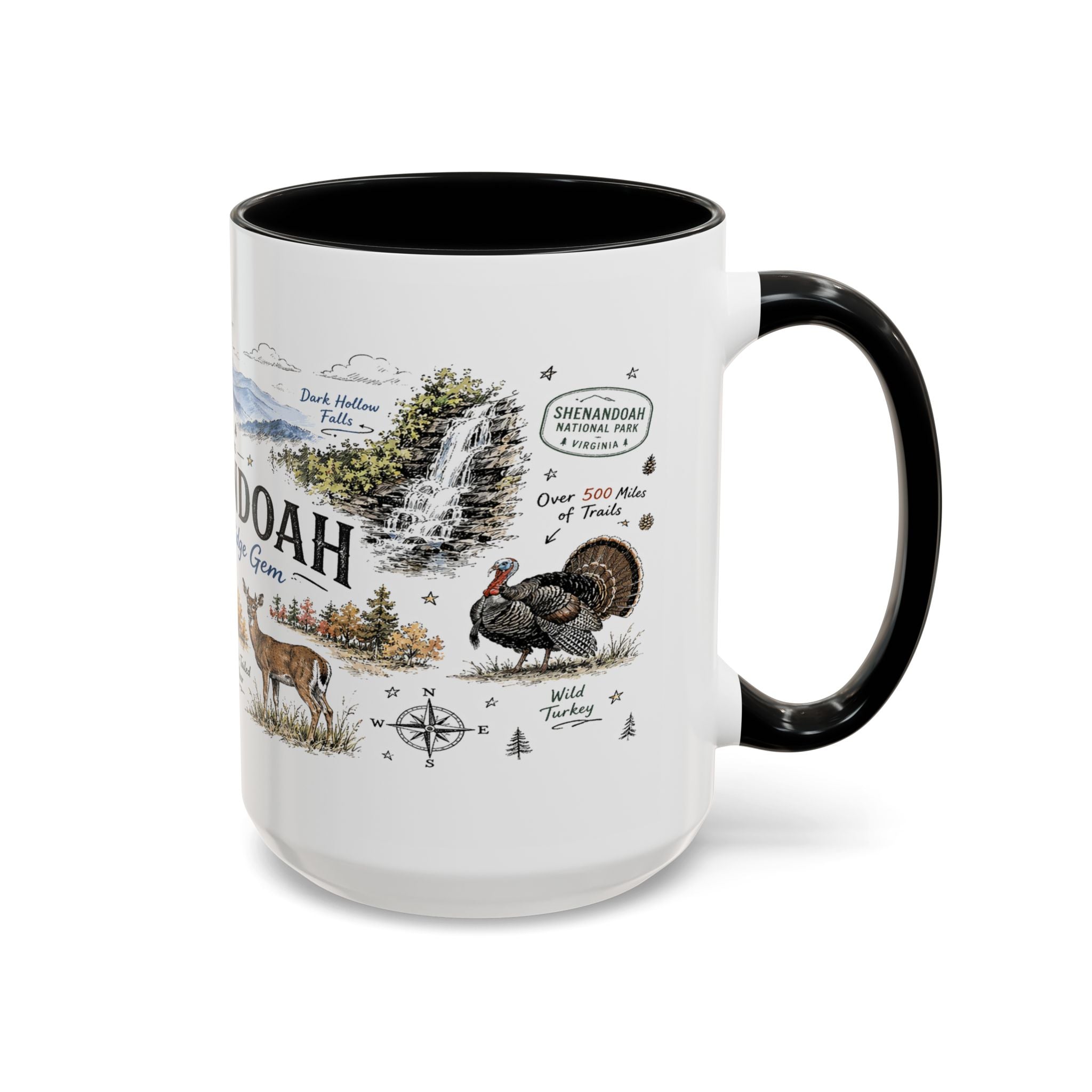 Shenandoah National Park Coffee Mug | Virginia Blue Ridge Hiking Autumn Gift | Accent Color Ceramic 11oz 15oz