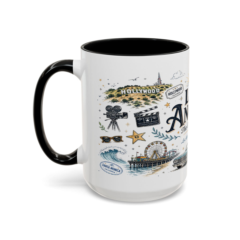 Los Angeles Coffee Mug | California Souvenir City Gift | Accent Color Ceramic 11oz 15oz