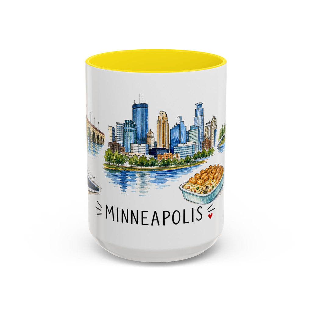 Minneapolis Illustrated Travel Mug | City Souvenir Accent Coffee Mug | 11oz 15oz Ceramic Cup