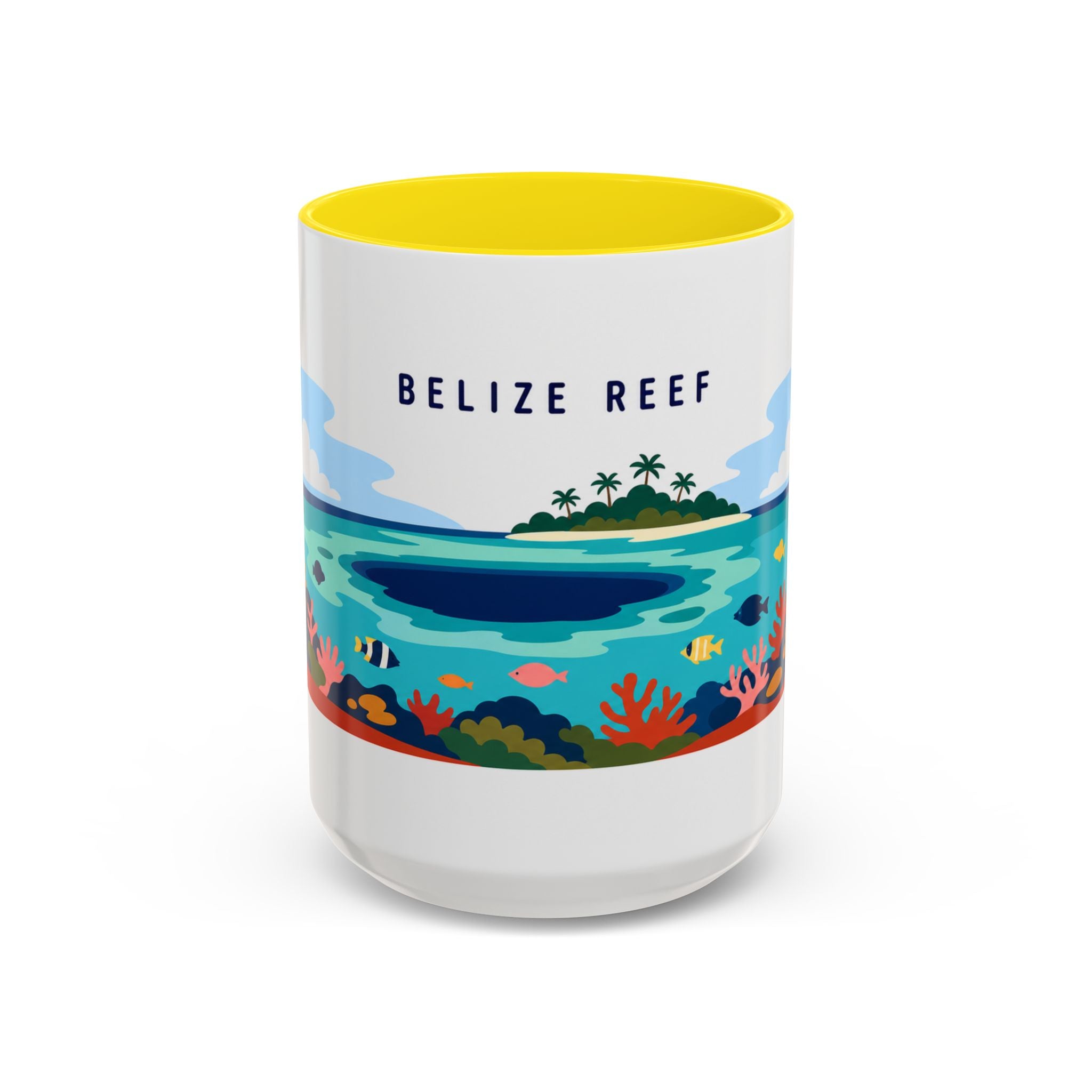 Belize Reef Coffee Mug | Travel Destination Souvenir Gift | Accent Color Ceramic 11oz 15oz