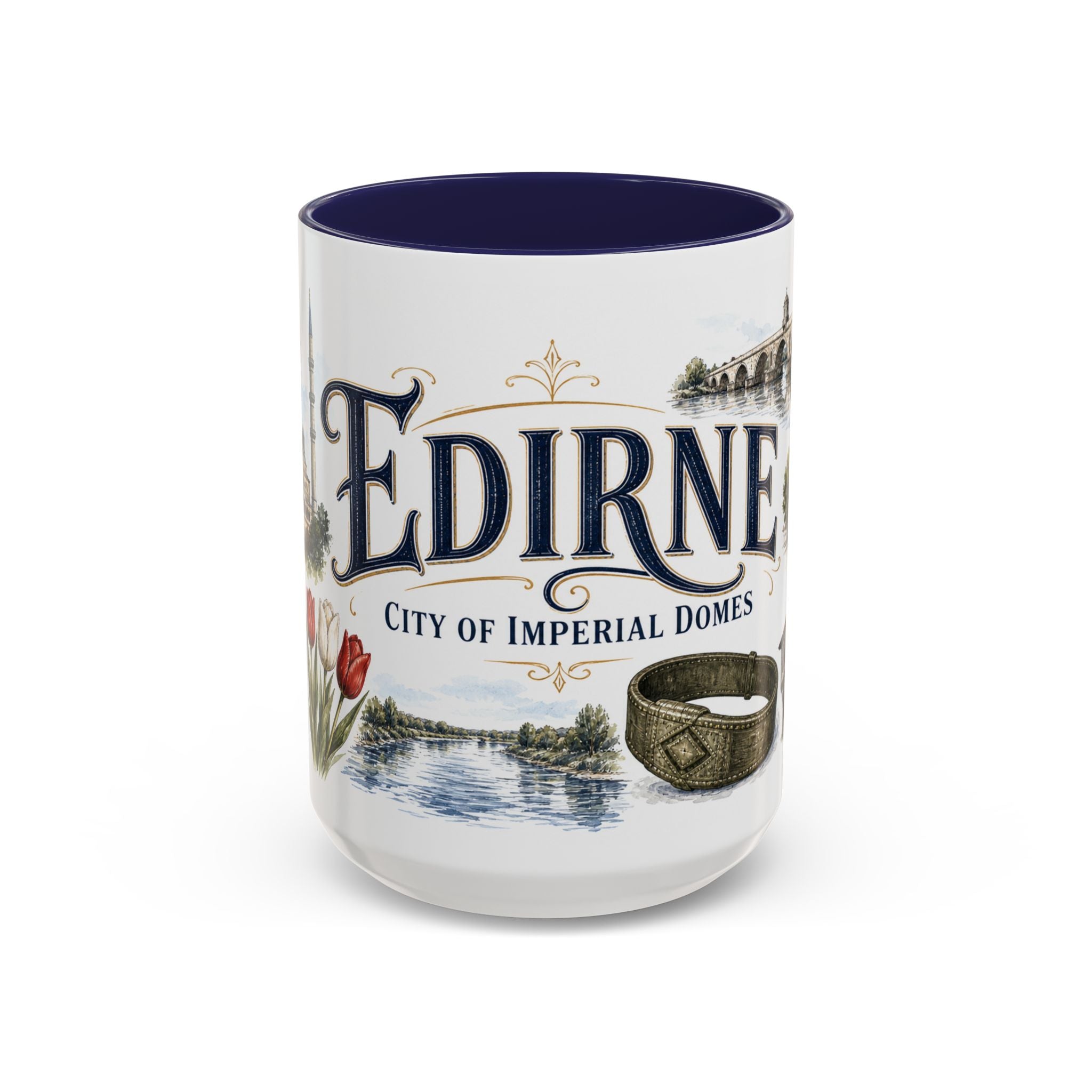 Edirne Coffee Mug | Turkey Travel Souvenir | Vintage Illustrated City Gift | 11 oz 15 oz Accent Mug