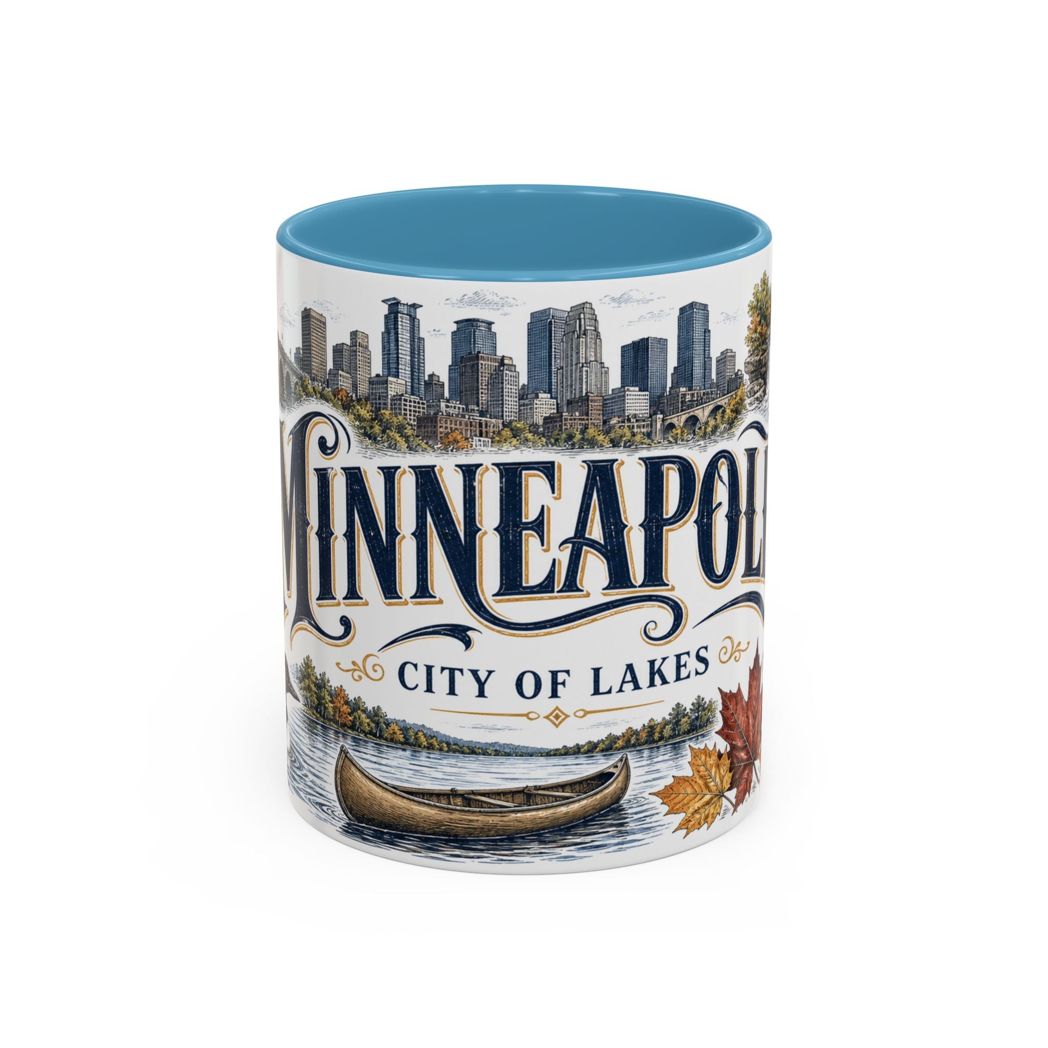 Minneapolis Coffee Mug | United States Travel Souvenir | Vintage Illustrated City Gift | 11 oz 15 oz Accent Mug