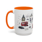 London Coffee Mug | England Souvenir Travel Gift | Accent Color Ceramic 11oz 15oz
